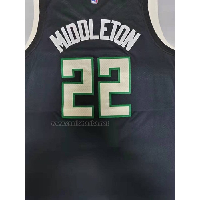 Camiseta Milwaukee Bucks Khris Middleton #22 Statement 2020 Negro